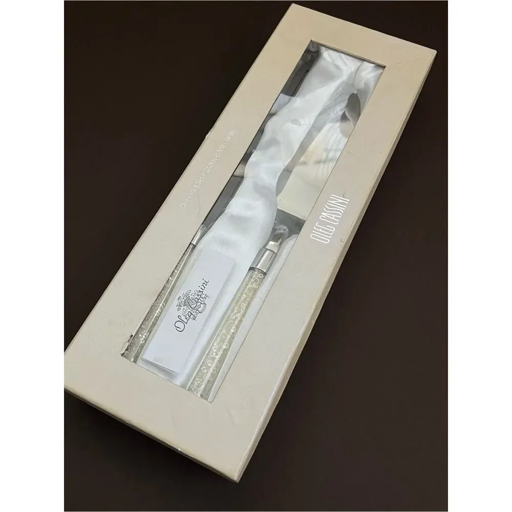 Oleg Cassini Crystal Handle Wedding Cake Serving Set
